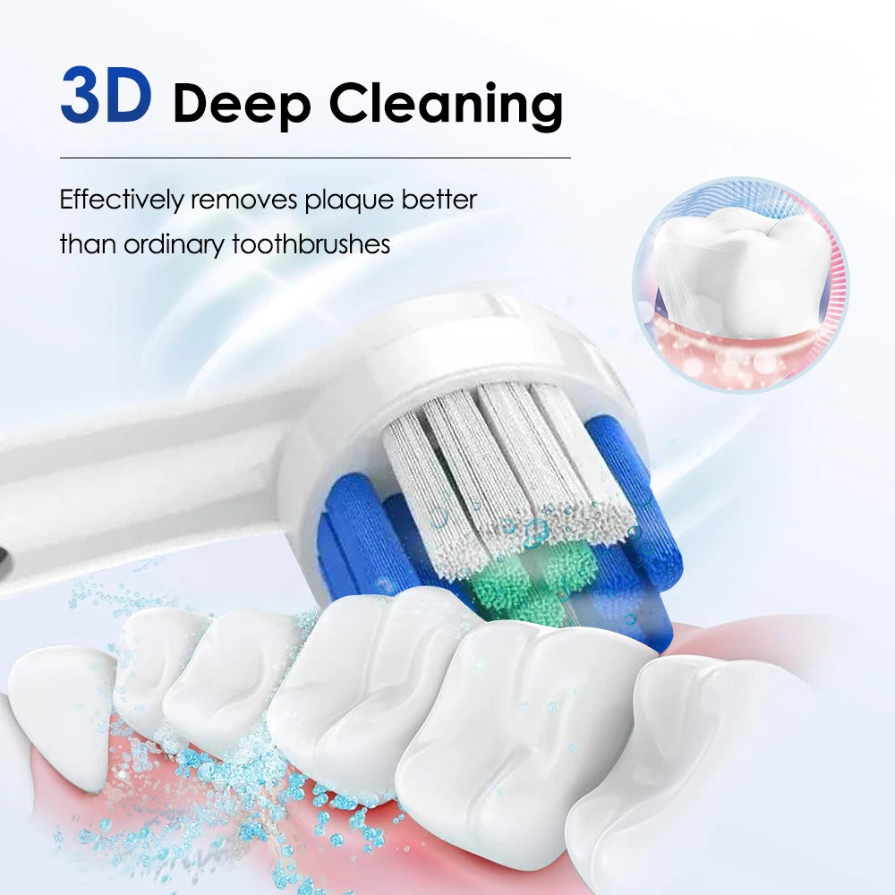 Electric Toothbrush with Timer - 4 Heads, 5 Modes, Rechargeable Smart Tech