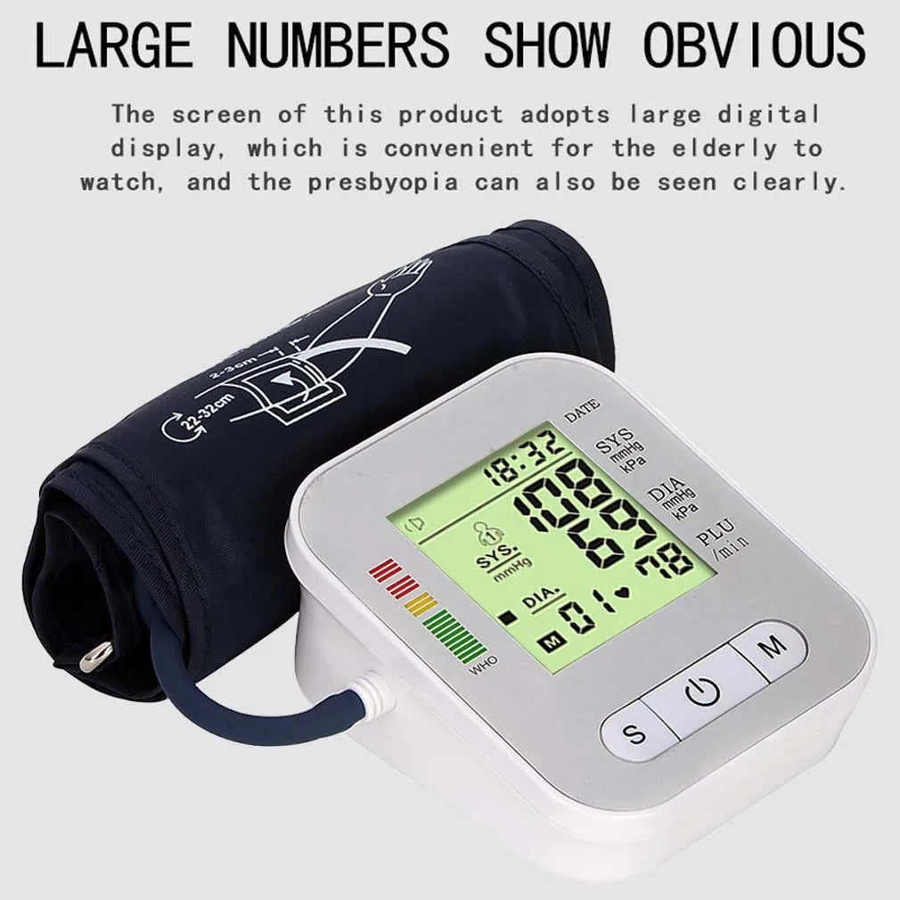 Blood Pressure Monitor Voice LCD Cuff Automatic BP Sphygmomanometer