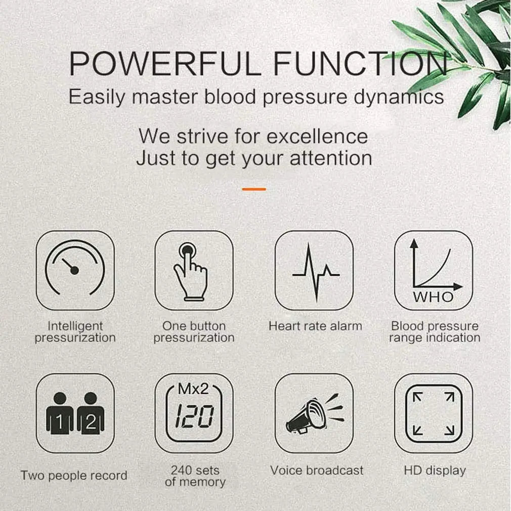 Blood Pressure Monitor Voice LCD Cuff Automatic BP Sphygmomanometer
