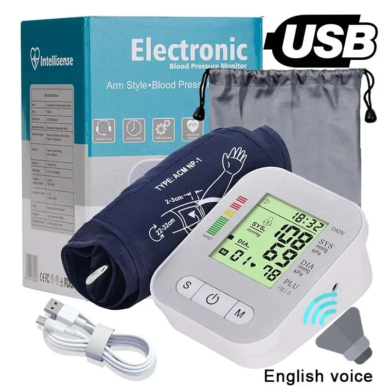 Blood Pressure Monitor Voice LCD Cuff Automatic BP Sphygmomanometer