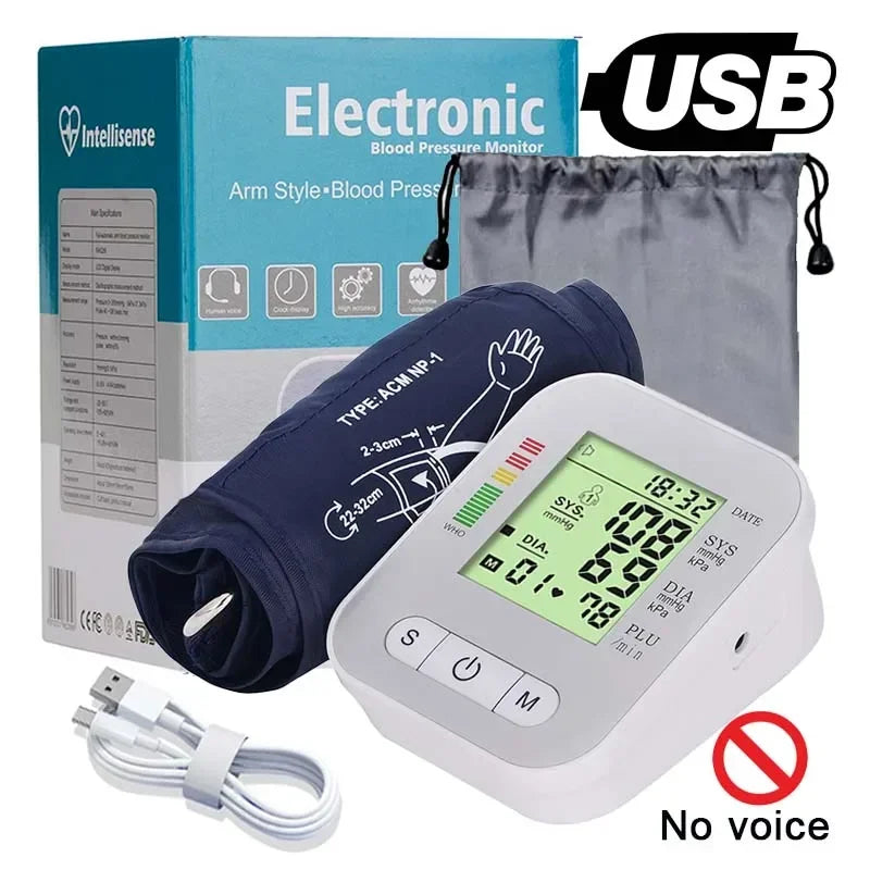 Blood Pressure Monitor Voice LCD Cuff Automatic BP Sphygmomanometer