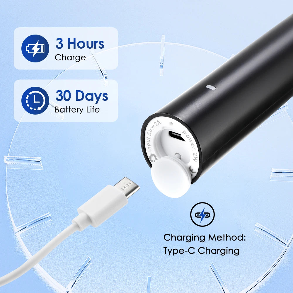 Electric Toothbrush with Timer - 4 Heads, 5 Modes, Rechargeable Smart Tech